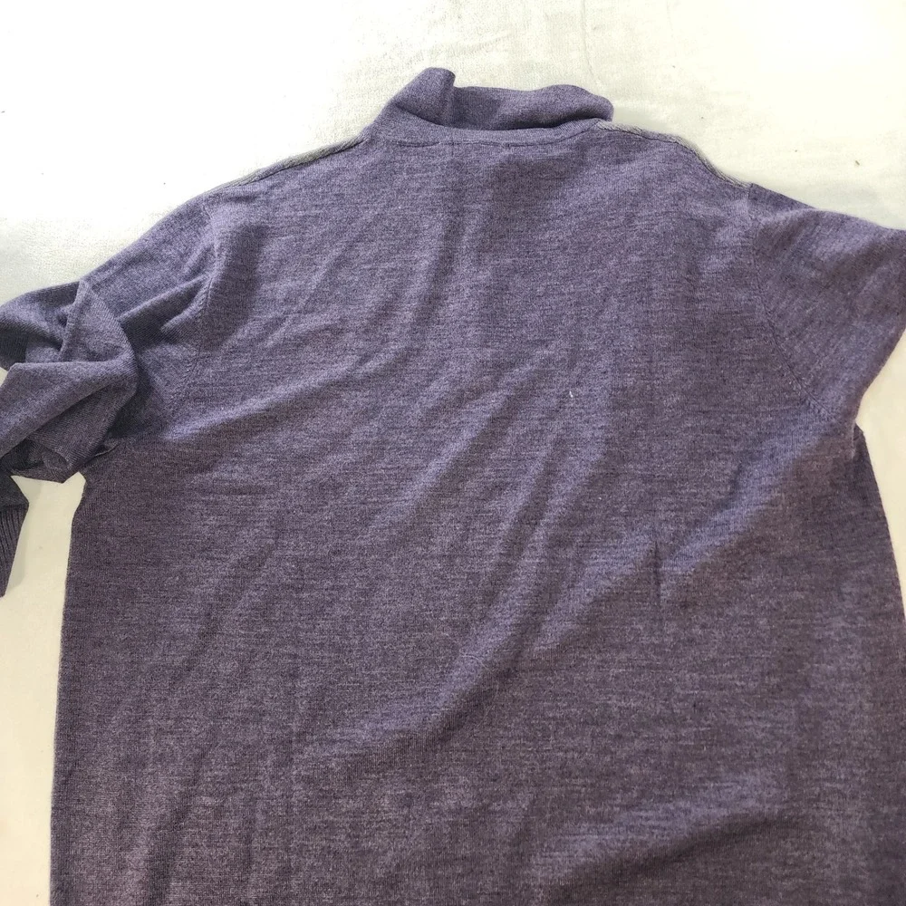 Alan Flusser Mens XXL Merino Wool Blend Purple Checkered LS Polo Sweater